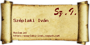 Széplaki Iván névjegykártya